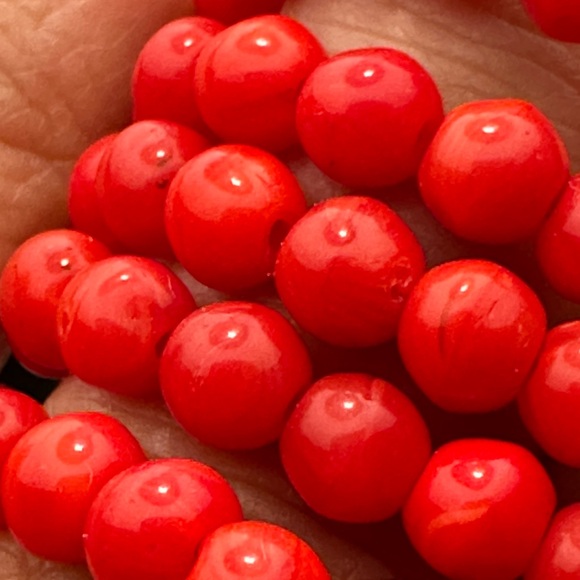 Red Coral Beaded Necklace + Large White Coral Pendant - Picture 13 of 13